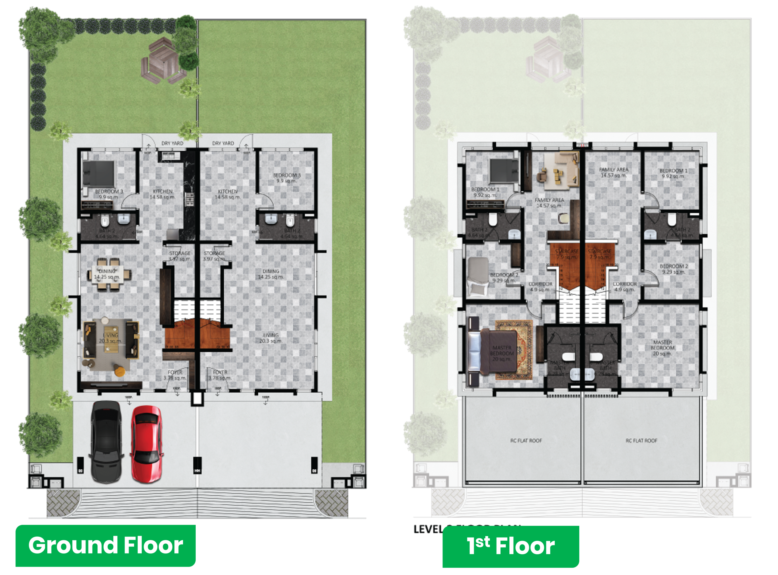 Type B Unique Ground Floor and First Floor Plan